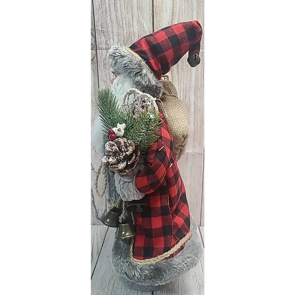Unbranded Santa Father Christmas Figure Holiday Decor Red Black Plaid Coat Sack - Picture 5 of 8